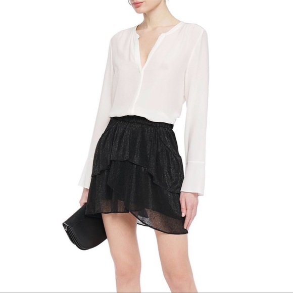 💕HP💕IRO Huge Tiered Black Metallic Short Skirt - Picture 1 of 13